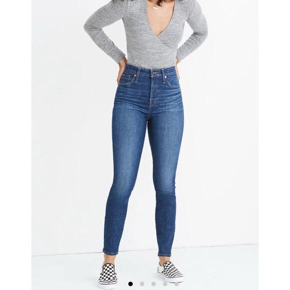 Madewell Womens Curvy High Rise Skinny Ankle Jeans Dark Wash USA Size 35 - Picture 1 of 13
